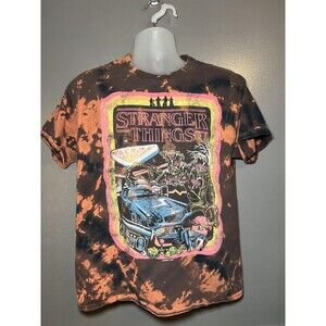 Stranger Things Shirt Mens Large Black Tie Dye Demogorgon Graphic Tee Halloween